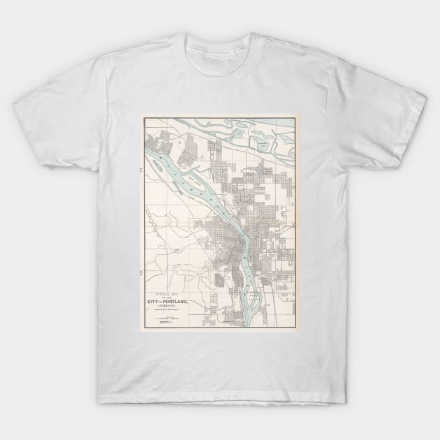 Vintage Map of Portland Oregon (1901) T-Shirt by Bravuramedia